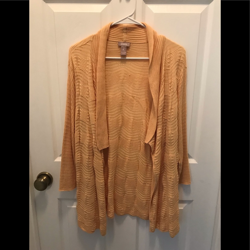 Chico’s size 2 open front yellow sweater